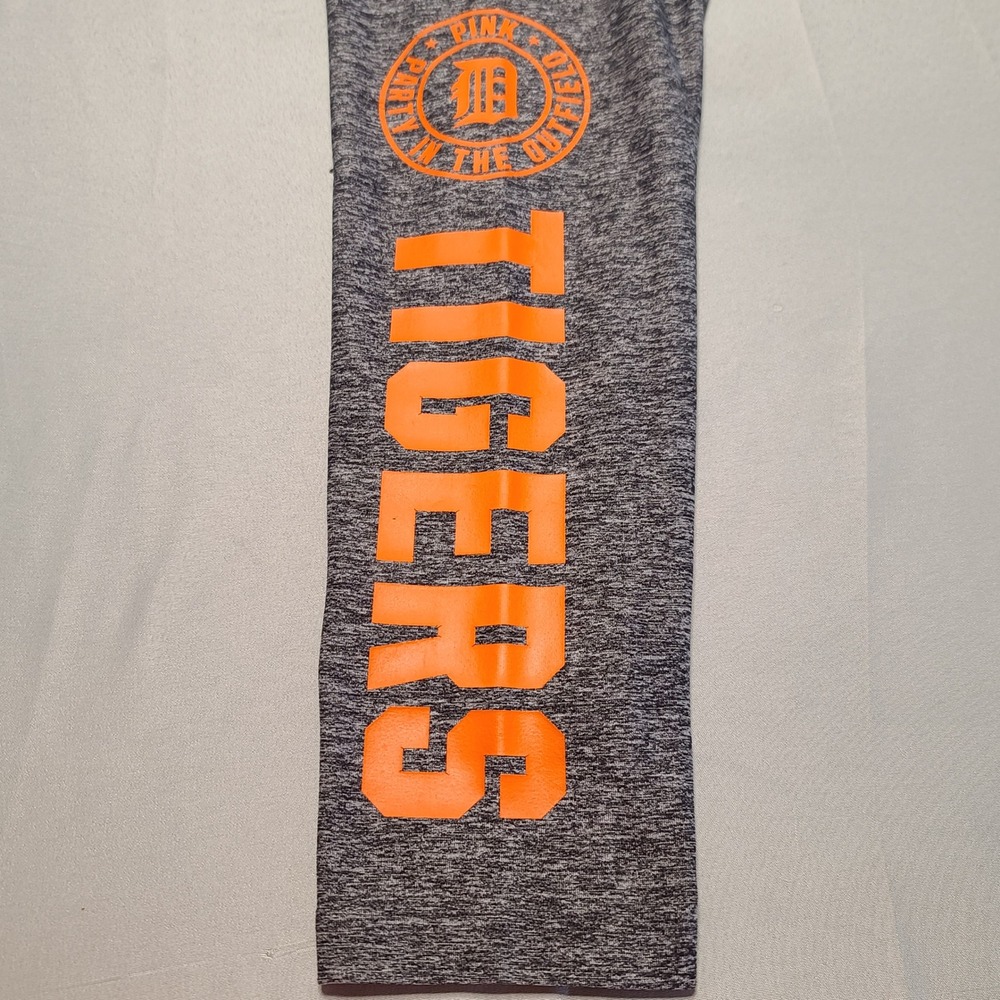 PINK Victoria's Secret Detroit Tigers Leggings Womens M Gray Orange MLB Athletic